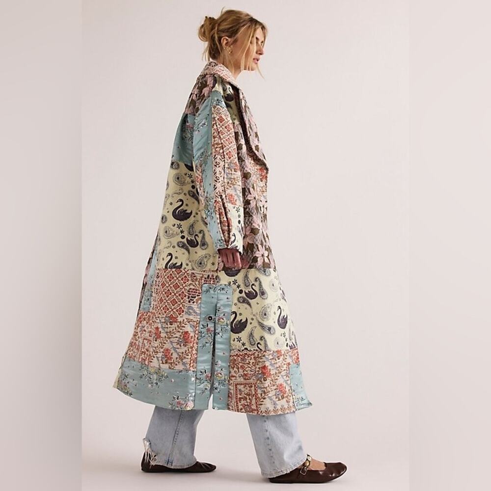 Free People Golden Hour Patchwork Jacquard Coat - Picture 3 of 9